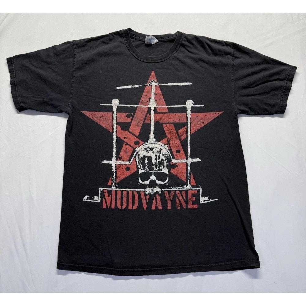 vintage Mudvayne Band t-SHIRT Mens M Black Tee skull star graphic metal grunge